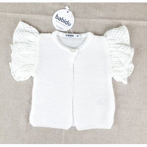 Babidu Gebreid Meisje Vestje kapmouwtjes met ruches | 10373 | Wit | 6 maand | maat 68