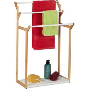 Relaxdays handdoekenrek - handdoekhouder staand - handdoekenstandaard badkamer - 3 stangen
