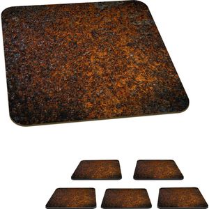 Onderzetters voor glazen - Roest - Brons - Plaat - 10x10 cm - Glasonderzetters - 6 stuks