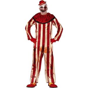 Halloween - Horror clown Billy verkleed kostuum rood/wit voor heren - Killer clownspak - Halloween verkleedkleding 48/50