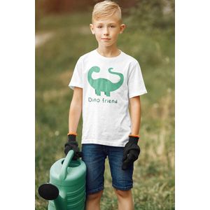 Kinder T-shirt Wit Dino Friend, maat 1-2 jaar