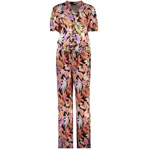 Geisha Jumpsuit Amy Straight Leg Jumpsuit Met Print 51102 60 00020 Coral/purple Dames Maat - S
