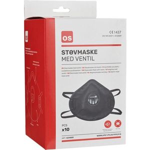 OS Worklife Plus stofmasker zwart FFP2 RD - doos à 10 stuks