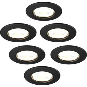 Ledvion Set van 6 LED Inbouwspots Dimbaar, Zwart, IP65, 5W, ø84mm, Badkamer Inbouwspots, Plafondspot Inbouwspots, Dimbare Inbouwspot, 5 jaar Garantie