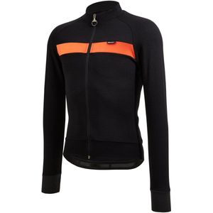 Santini Fietsshirt lange mouwen Heren Zwart - Adapt Wool - Thermal Jersey Arancio - XL