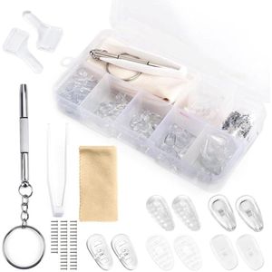 Allecto plus - Universele brillen reparatieset | 25 paar neuspads en 40 brilschroeven | Oorhaken, spiegeldoek, schroevendraaier, pincet, etui | Klasse B | Wit - 2
