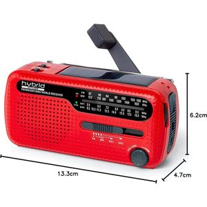 Draagbare zonne-radio met zwengel en oplaadbare batterij - Powerbank-functie - LED zaklamp en leeslamp voor camping en buiten