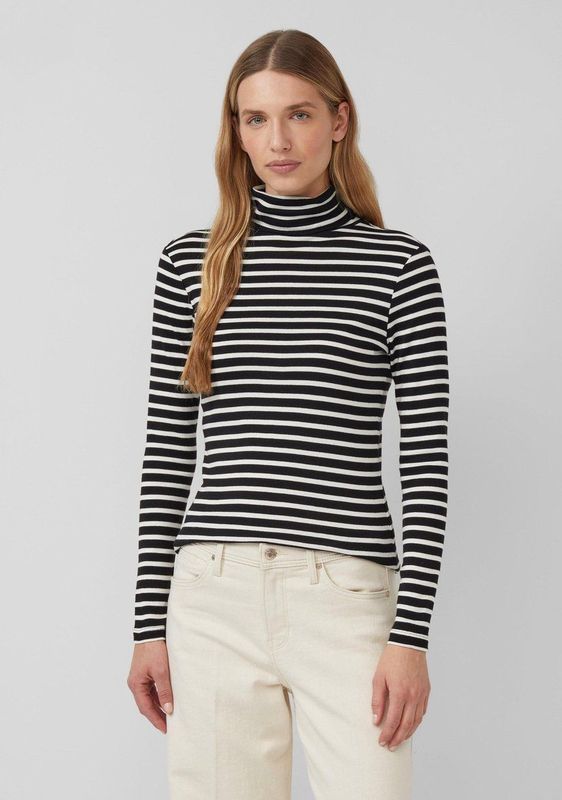 T-shirt - Zacht - Lange Mouwen - Slanke Pasvorm - Rolkraag - Gestreept