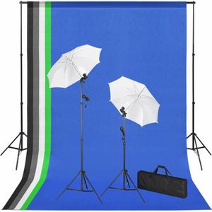 vidaXL - Fotostudioset - met - achtergronden, - lampen - en - paraplu's