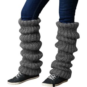 Beenwarmers - Beenwarmers Antraciet - 60 cm - warm - grof gebreid - one size - polyester