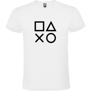 Wit T-shirt ‘PlayStation Buttons’ Zwart Maat XS