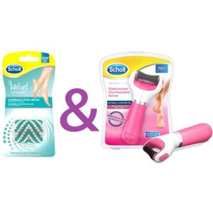 Scholl Velvet Smooth + Skin scrub navulling rollers- Scholl - Exfoliatie Roller Voeten En Benen 2 Stuks-Eelverwijderaar- Voetverzorging – Huidverzorging- Scholl Velvet Smooth.