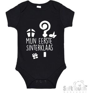 100% katoenen Romper ""Mijn eerste Sinterklaas"" Unisex Katoen Zwart/wit Maat 62/68