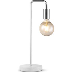 Home Sweet Home - Moderne tafellamp Noble Marble - Geborsteld staal - 20/20/40cm - bedlampje - voor E27 lichtbron - gemaakt van Marmer en metaal