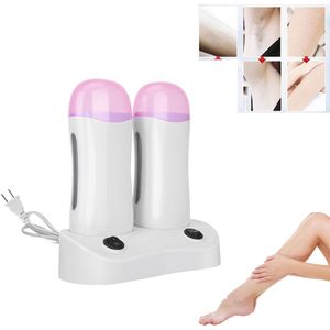 Dubbele verwarmingselement voor ontharingswax - Ontharingswaxapparaat - Professionele ontharingsapparatuur - Waxverwarmer - Harsontharing - Ontharingsset - 2 onafhankelijke schakelaars - Geschikt voor ontharing, been- en armverzorging - Wit en roze