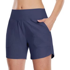 Dames Zwemshort, 12,7 cm, Sneldrogend, UPF 50+, Hoge Taille, Buikcontrole, Strandshort met Zakken