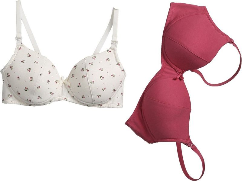 Vertbaudet - Voedingsbh - Framboos - Set van 2 - Biologisch Katoen - Zonder Beugels