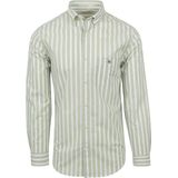 Gant - College Overhemd Streep Lichtgroen - Heren - Maat XL - Regular-fit