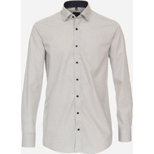 VENTI modern fit overhemd - popeline - beige dessin - Strijkvriendelijk - Boordmaat: 37