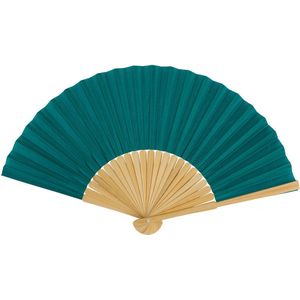Spaanse handwaaier - pastelkleuren - smaragd groen - bamboe/papier - 21 cm
