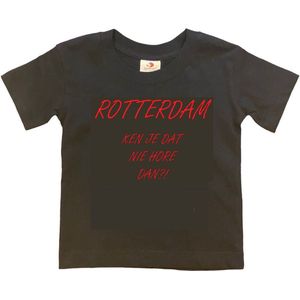 Rotterdam Kinder t-shirt | Rotterdam ken je dat nie hore dan?! | Verjaardagkado | verjaardag kado | grappig | jarig | Rotterdam | Feyenoord | cadeau | Cadeau | Zwart/rood | Maat 158/164