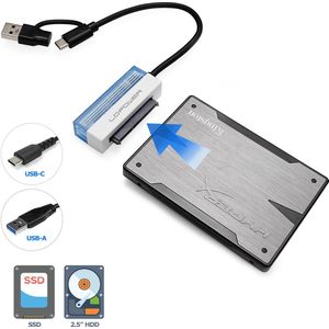 Externe Adapter USB3.2 Gen. 2x1 Tye-C / USB-3.0 naar 2,5"" SATA HDD/SSD - 5Gbps