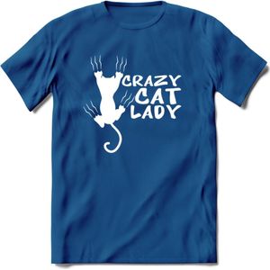Crazy Cat Lady - Katten T-Shirt Kleding Cadeau | Dames - Heren - Unisex | Kat / Dieren shirt | Grappig Verjaardag kado | Tshirt Met Print | - Donker Blauw - XXL