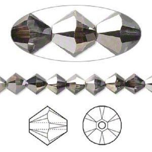 Swarovski Elements, 36 stuks Xilion Bicone kralen (5328), 6mm, crystal silver night