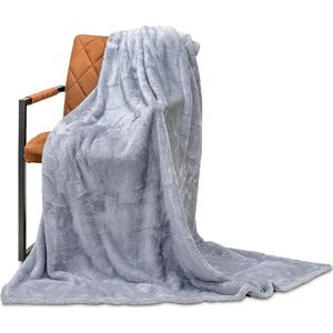 Wicotex - Plaid deken - Fleece Plaid Fluffy Grijs - Afmeting 150x200cm - Zacht en warme Fleece deken - Plaidfleece