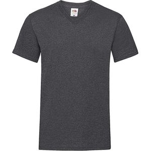 Fruit Of The Loom - 5 Stuks Valueweight T-Shirts V-Hals - Donkergrijs Gemeleerd - L