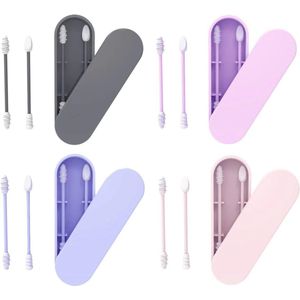 EXCITAT Wattenstaafjes - Dubbelzijdig - Siliconen - Herbruikbaar - Wasbaar - Met opbergdoosje - Geschikt voor school, kantoor, thuis, make-up