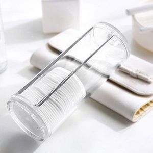 Houder voor Wattenschijfjes - Transparant Rond Acryl - Opbergtas Organisator - Bladerdeeg Container