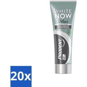 20 x Prodent - White Now - Tandpasta - Natuurlijke Ingrediënten - Klei En Houtskool - 75 ml - Tandpasta - Wittere Tanden - Klei - Houtskool - Detox