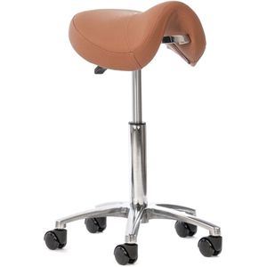 Novicum Esta zadelkruk kappersfiets Cognac kleur met Medium gasveer en Compact zadel kapperskruk