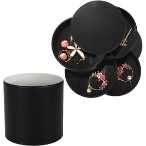 UNIQ Draaibare Sieraden Organizer met 4 niveaus - Juwelen Box - Sieradenhouder - Ketting, Armband, Ring, Oorbellen & Horloges - Zwart