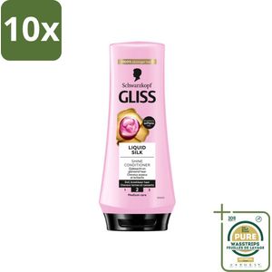 10 x Gliss - Hair Repair - Conditioner met Liquid Silk voor Zijdezacht Haar - 200 ml - Grootverpakking - Haarverzorging - Zijdezachte Glans - Haarrepair - Glansversterking - Droog Haar