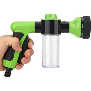Hogedrukspuit Schuim Waterpistool Reinigingsgereedschap Pakking 6 m slanguiteindesproeier met proportionele aanpassing - Geschikt voor auto-huisreiniging (Groen)