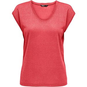 ONLY ONLSILVERY S/S V NECK LUREX TOP JRS NOOS Dames Top - Maat XS