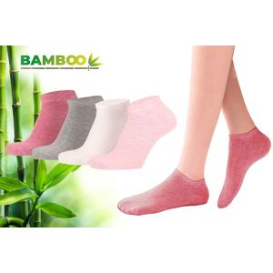 Bamboo - Bamboe Sokken Kinderen - Sneakersokken - Enkelsokken - 4 Paar - Multi Roze - 31-34 - Sneaker Sokken - Kousen - Sokken Jongens - Sokken Meisjes - Anti Zweet - Duurzaam