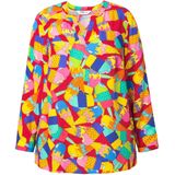 Angel of Style Angel of Style - Dames - Tuniek kleurig ijsmotief lange mouw - Neonrood - Maat 42