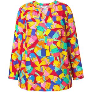 Angel of Style Angel of Style - Dames - Tuniek kleurig ijsmotief lange mouw - Neonrood - Maat 44