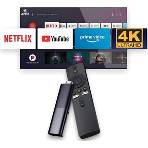 Artic X1 Streaming Box – TV Stick – 4K Ultra HD – 1080p – Incl. Wifi & Bluetooth – Chromecast – Google TV HDMI Stick – Incl. Google Assistant – Media Streamer – Geschikt voor Android 13 – Draadloze Adapter – TV Streamer – Zwart