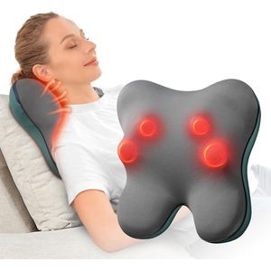 Shiatsu Massagekussen met Warmte - Diepe 3D Knedende Rug- en Nekmassage voor Spierpijnverlichting