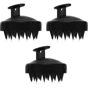 PureOil® calp massager 3 Stuks - Inclusief E-book - Anti roos - Shampoo Brush - Scalp Brush - Hoofdhuid Massage Borstels - Haargroei Versneller - Haargroei Producten - Haarborstel - Zwart