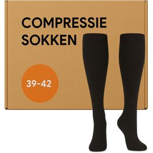 Alyze Compressie kousen - Maat 39-42 - Neuropathie sokken Mannen - Medische Steunkousen vrouwen - Diabetes - Bed - Doorbloeding & Hardlopen - Compressie - Sokken - Vliegtuig - Zwart - Hoog - Kousen - Steunkousen