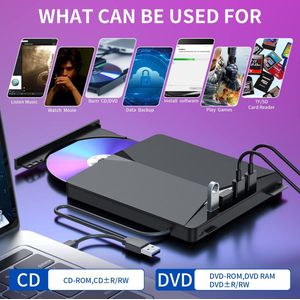 Externe cd dvd speler en brander-USB 3.0-Draagbare 7-in-1 CD-ROM DVD-drive-Geschikt voor laptops, desktops, Windows 11/10/8/7, Linux, Mac OS