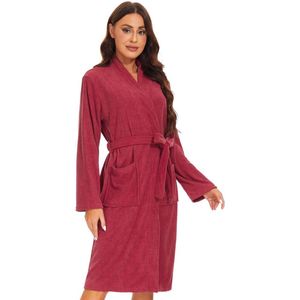 Ibenzoa® Binnenhuis Comfortabele Damesbadjas met Luxe Kimono-Stijl en Praktische Opbergmogelijkheden