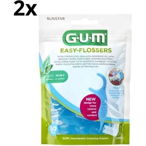 GUM Easy Flossers Cool Mint | 2 x 50 stuks | Voordeelverpakking