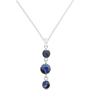 ARLIZI 2236 Ketting blauw vuuragaat kralen hanger - sterling zilver - 46 cm