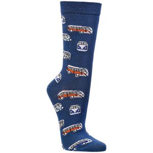 Sokken | grappige sokken dames | grappige sokken heren | happy socks printjes | thema camperbusje | maat 36-41 | per 2 paar | kleur blauw